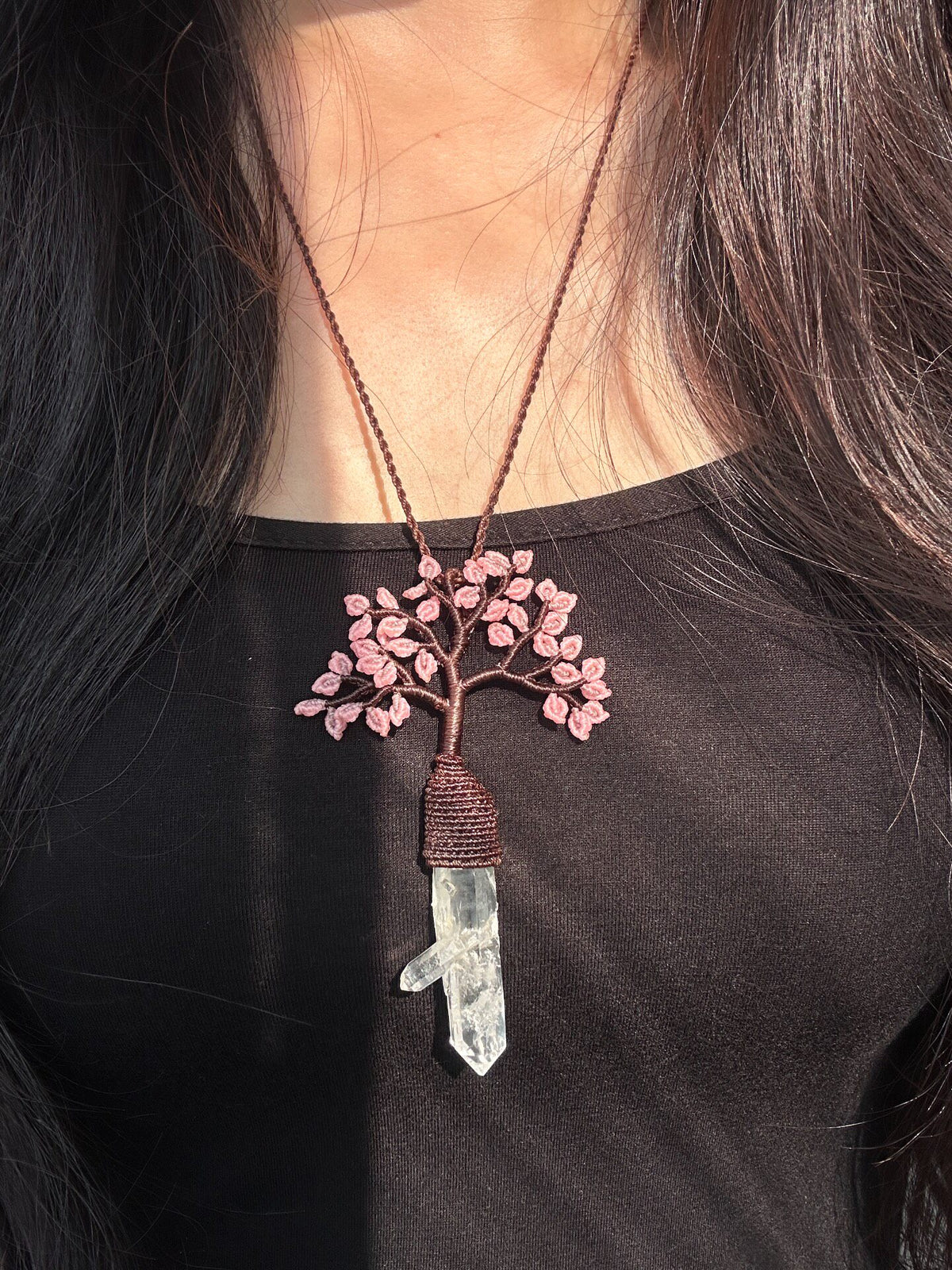 Handmade Macrame Tree of Life Quartz Necklace