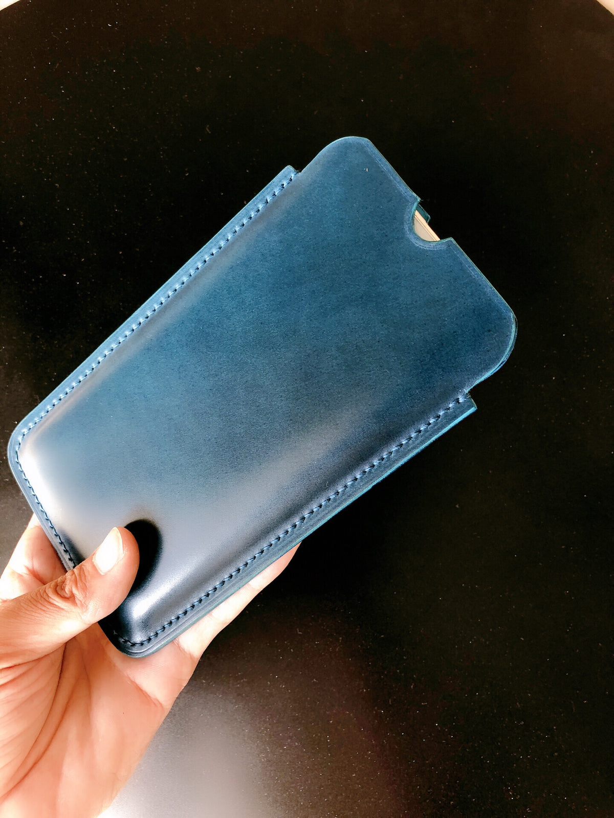 Cordovan Leather iPhone Sleeve Teal