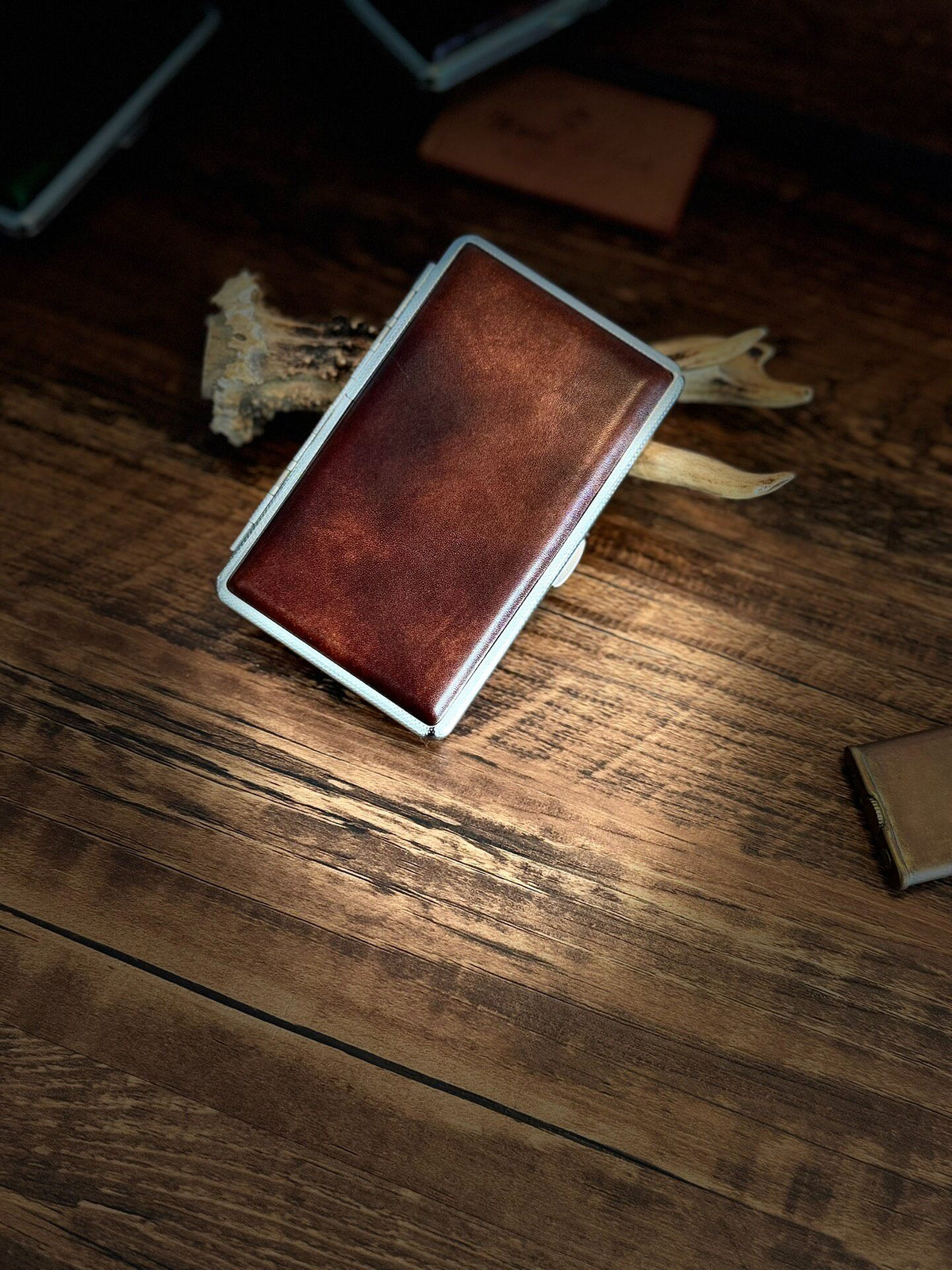 Weinheimer Leather Cigarette Case Amber Brown