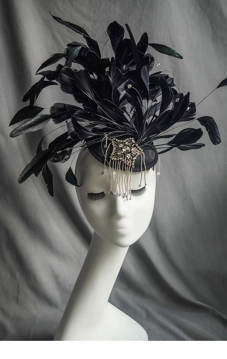 Black Feather Fascinator Hair Clip