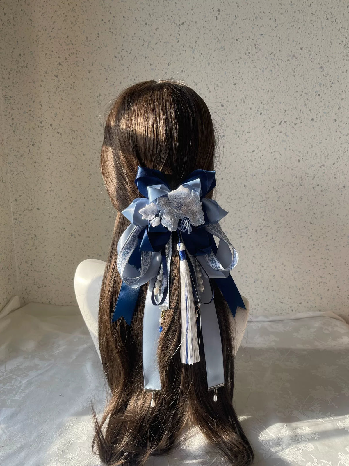 Blue White Lolita Handmade Hair Clip