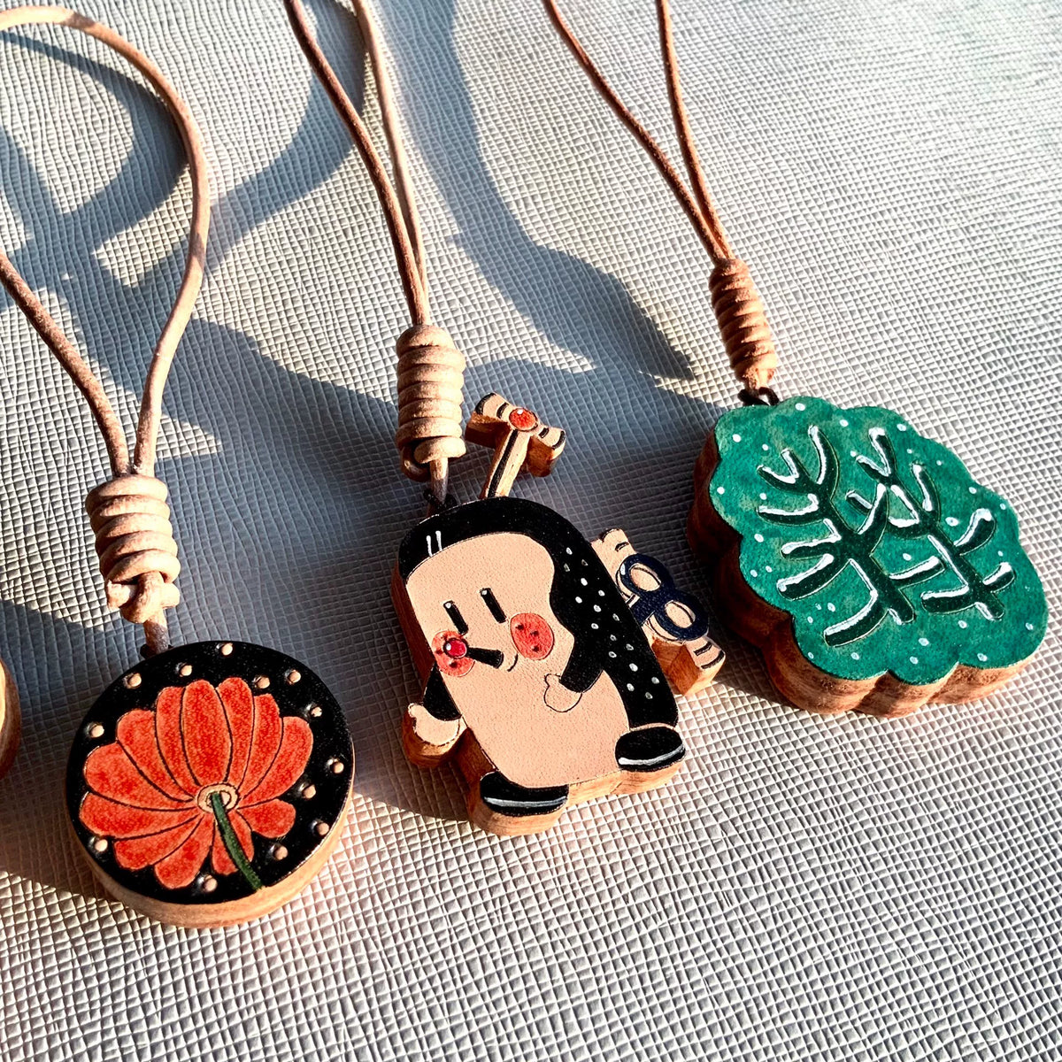 Hand Painted Leather Bag Charm