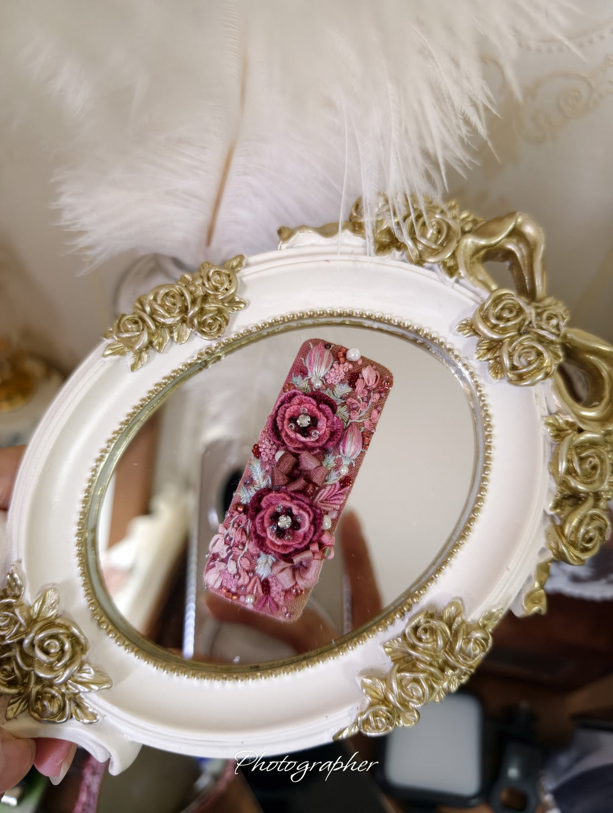 Handmade Embroidered Floral Hair Clips Set