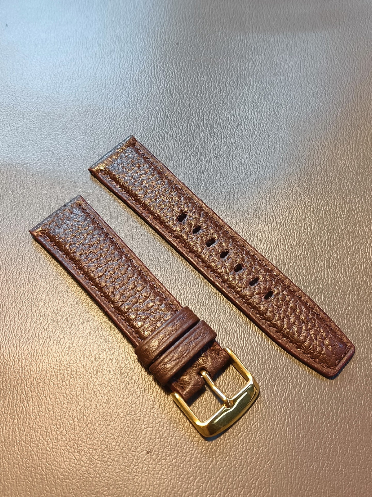 Brown Togo Leather Watch Strap 22mm