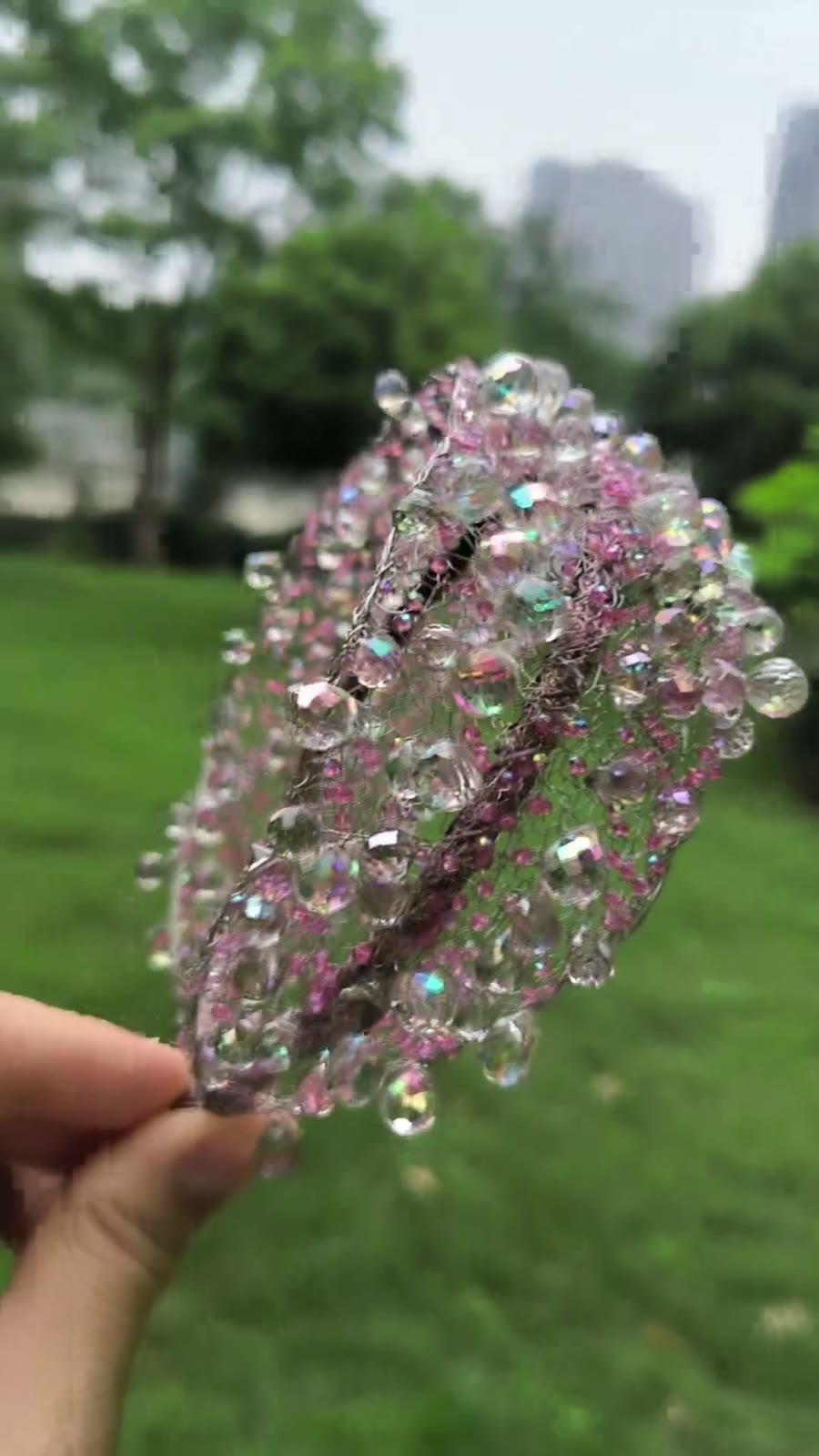 Large bandeau en maille de cristal fait main