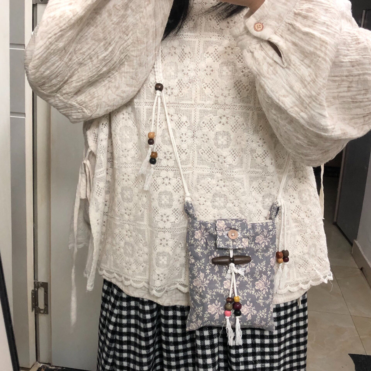 Pochette a tracolla porta cellulare in puro cotone