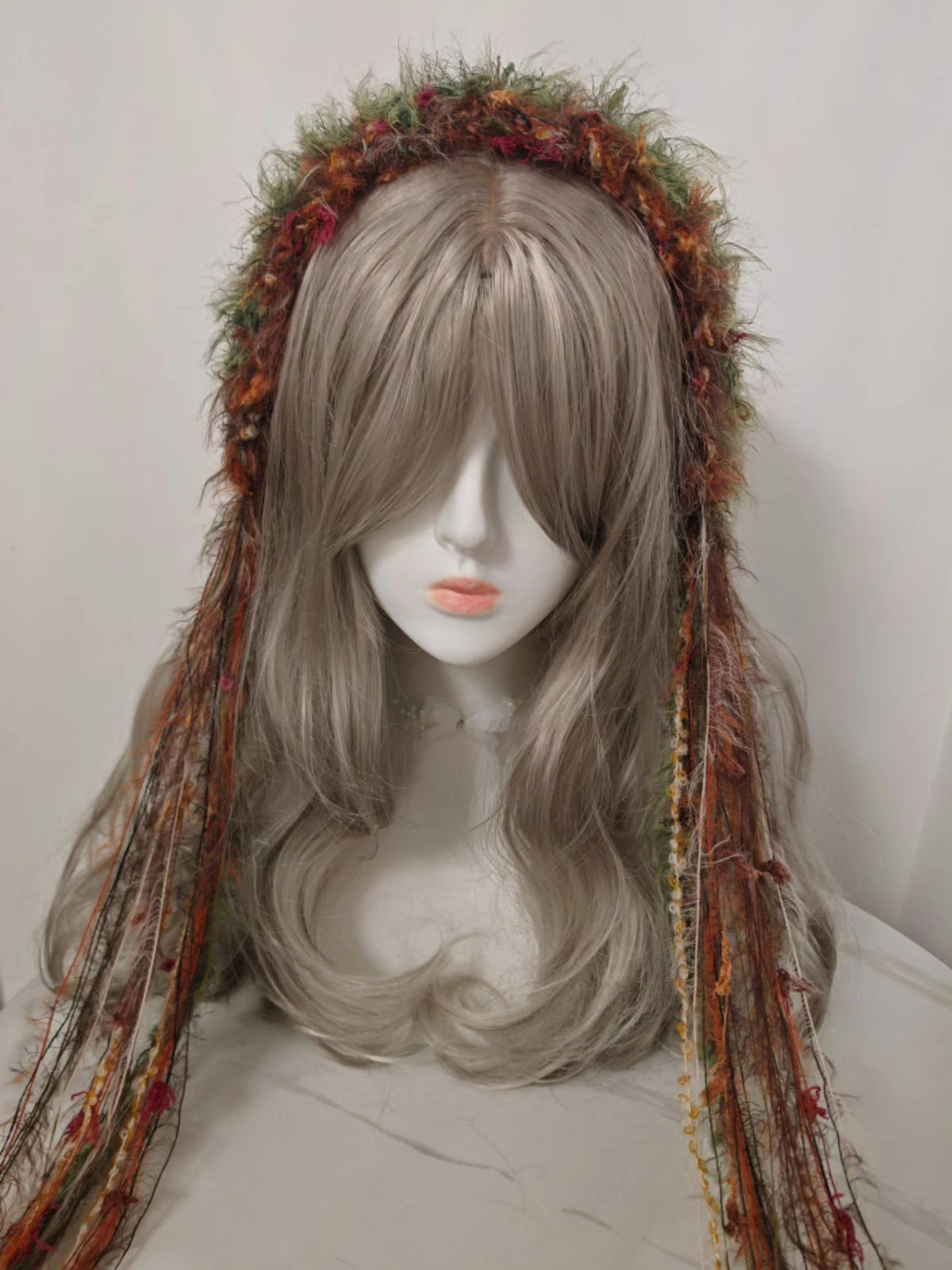 Moss Green Caramel Brown Tassel Headband