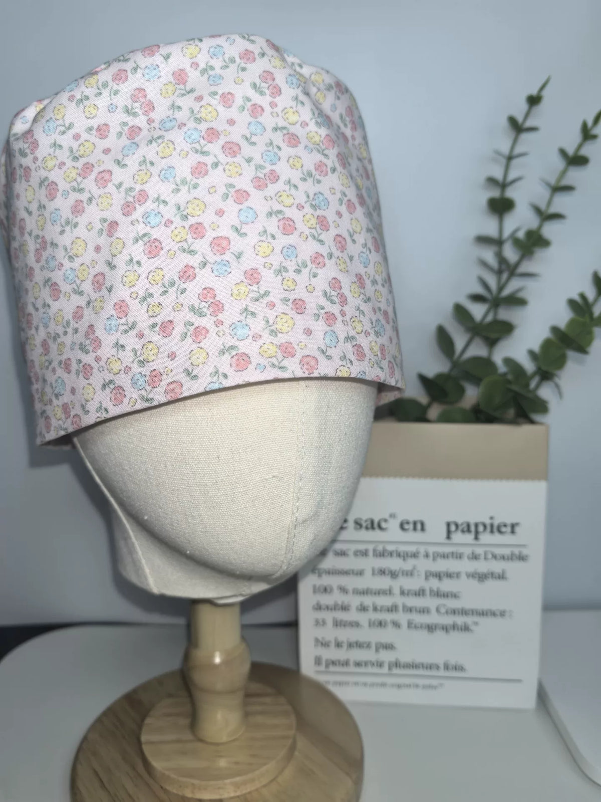 Gorro quirúrgico de algodón floral ajustable