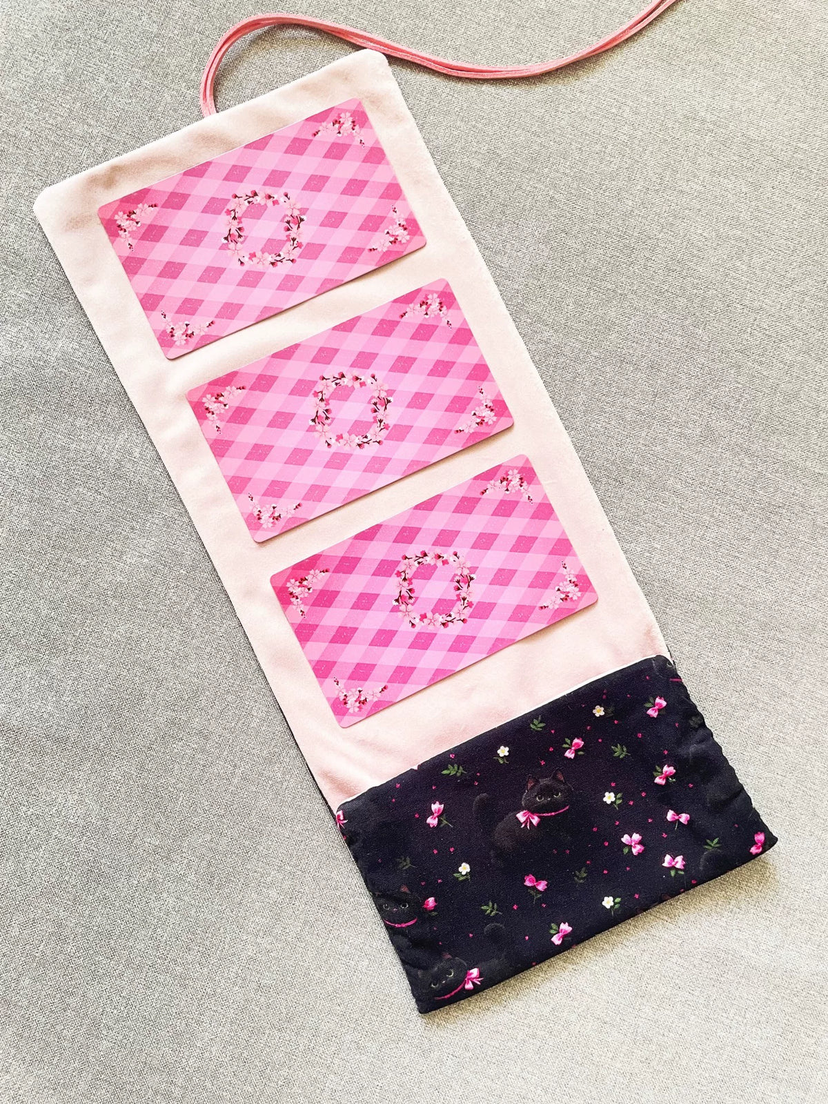 Black Cat Print Cotton Tarot Card Pouch