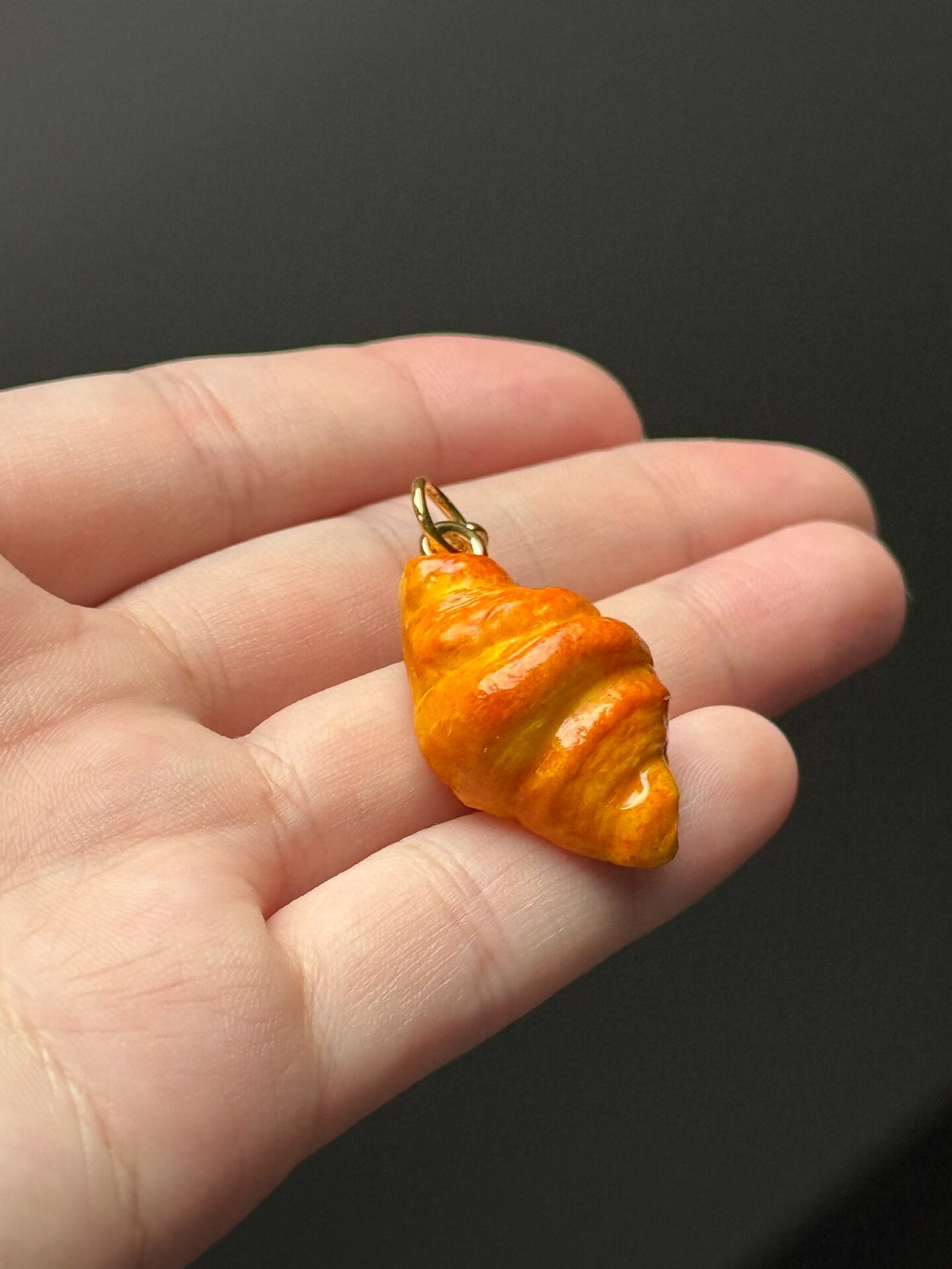 Miniature Clay Croissant Charm Glossy