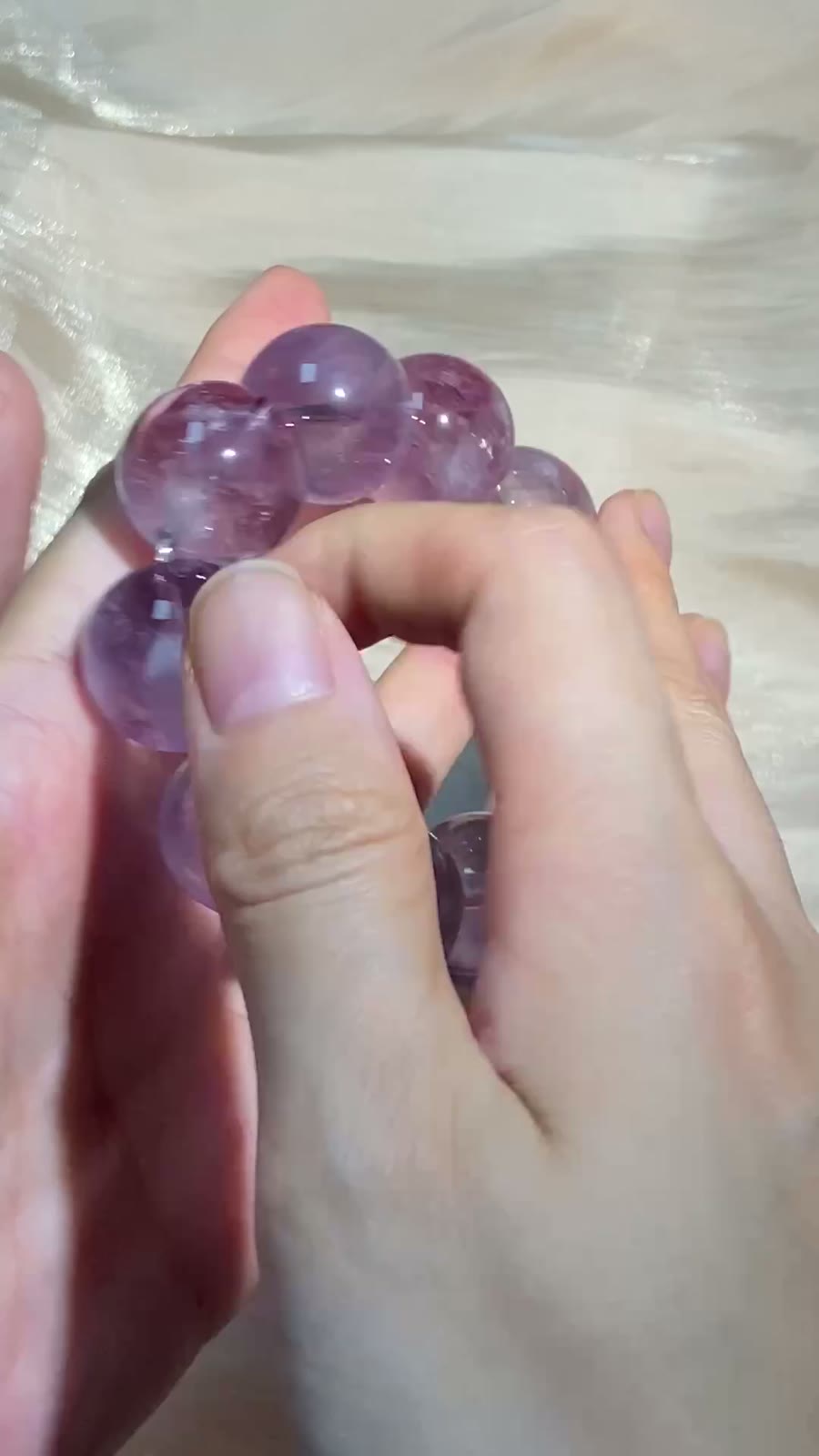 Lavender Amethyst Crystal Beaded Bracelet 19.5mm