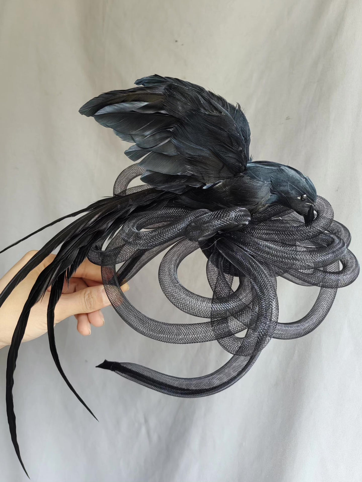 Black Bird Wide Half Hat Hair Clip