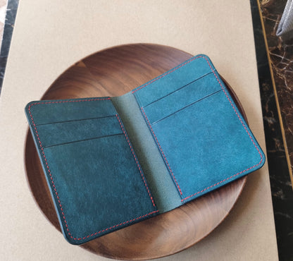 Mini Pueblo Leather Card Holder with Contrast Stitching