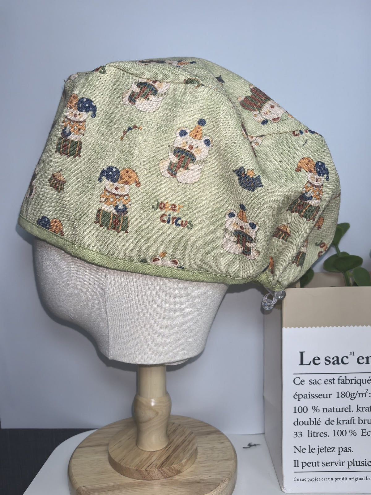 Cotton Linen Bouffant Cap Sage Green