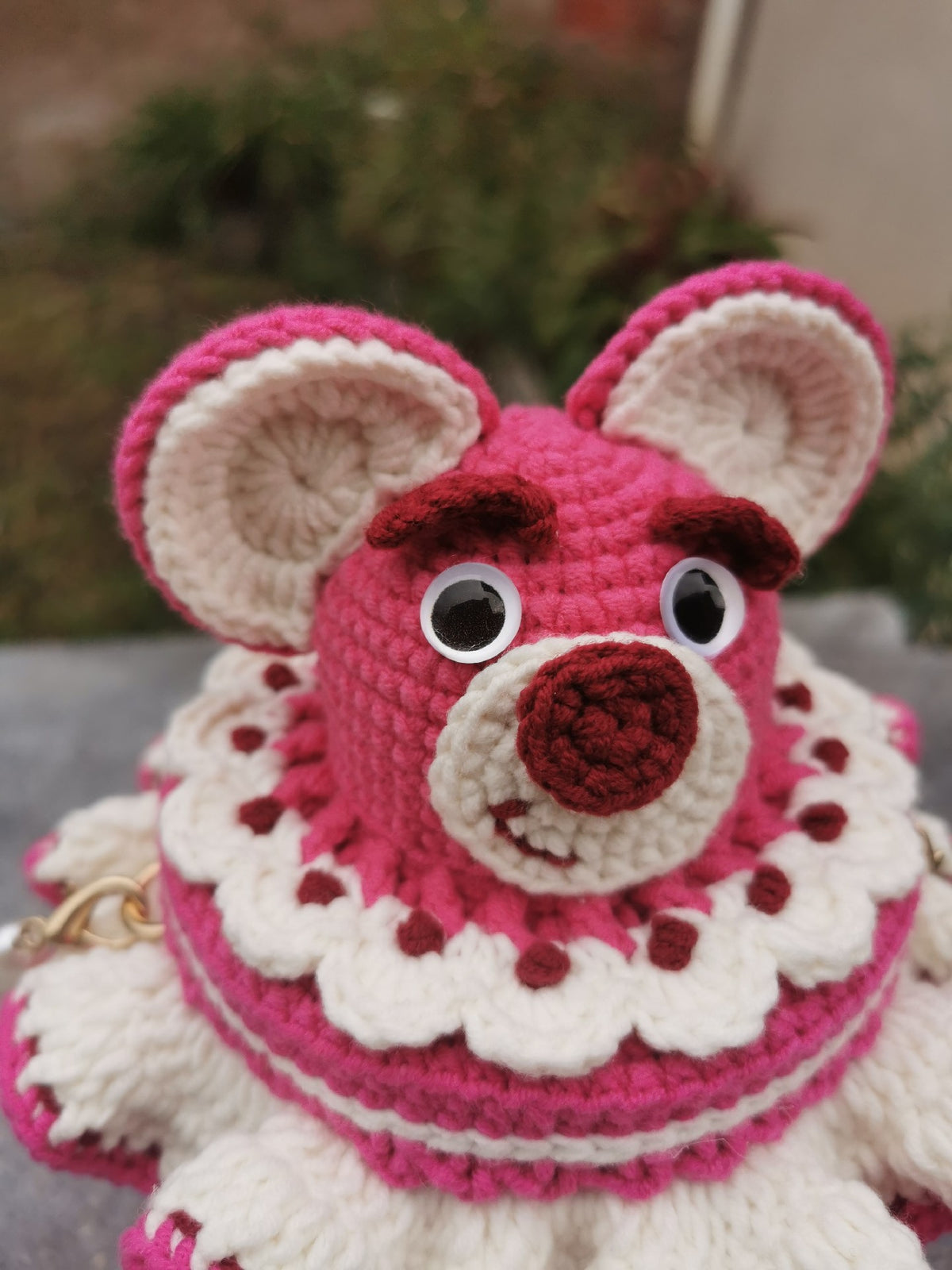 Crochet Lotso Strawberry Storage Handbag