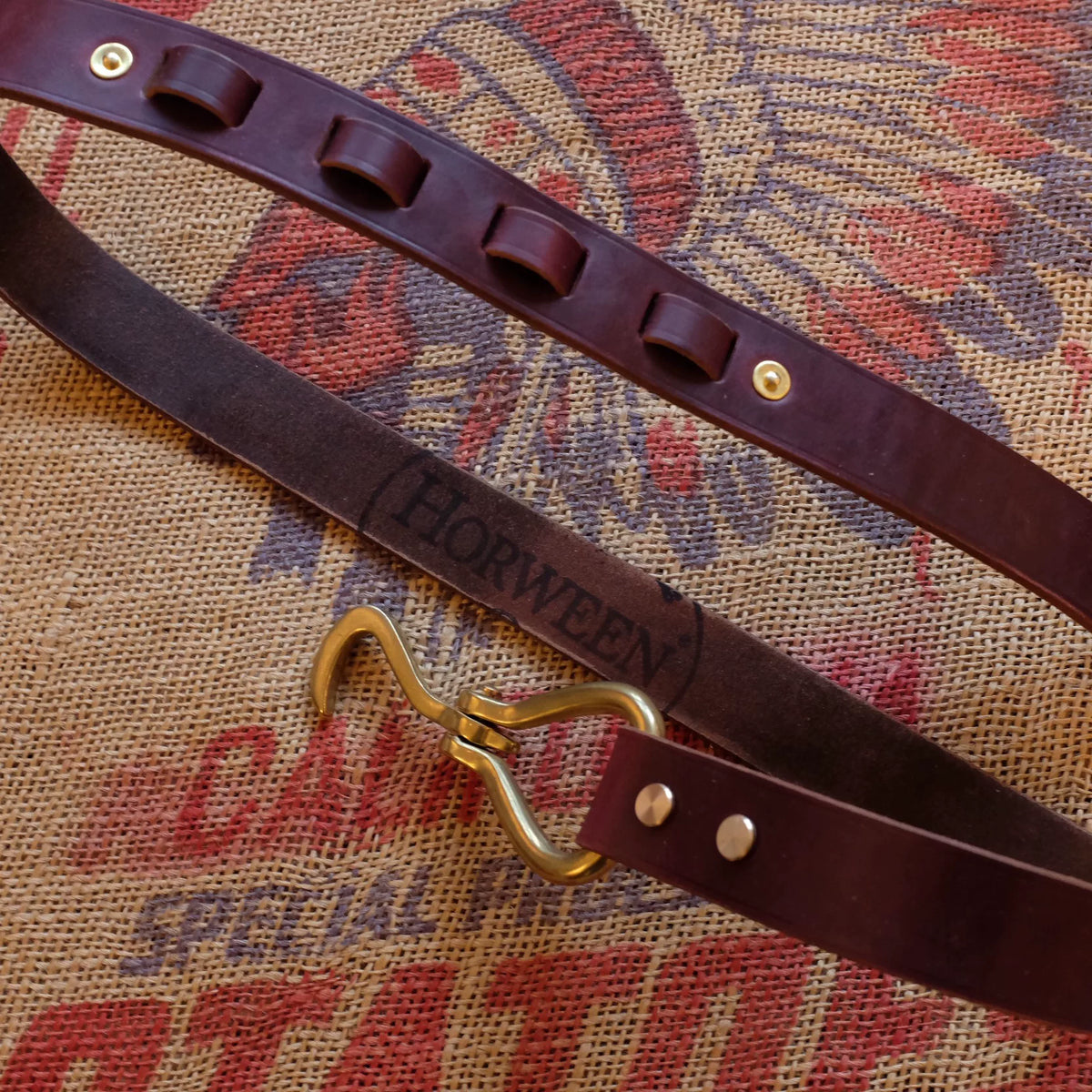 Full Grain Leather Belt Brass Hook Buckle