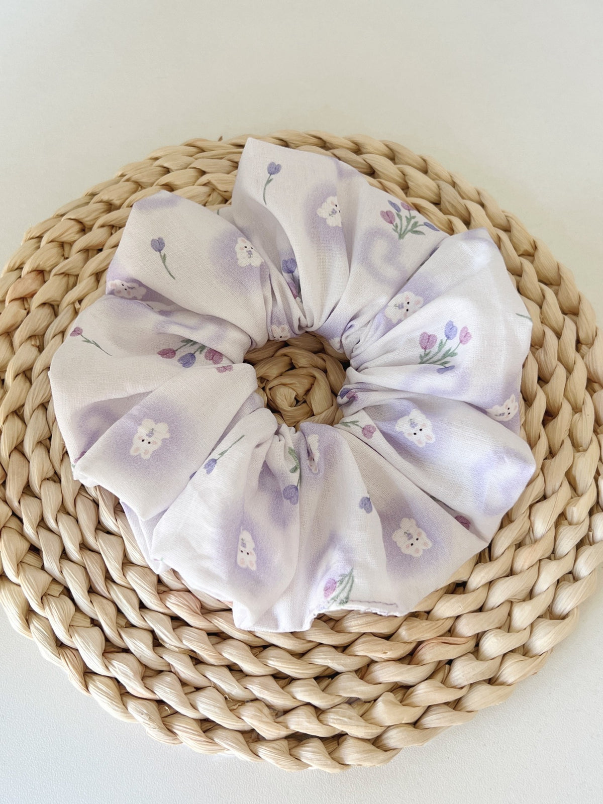 Lavender Tie-Dye Rabbit Scrunchie Hair Accessory