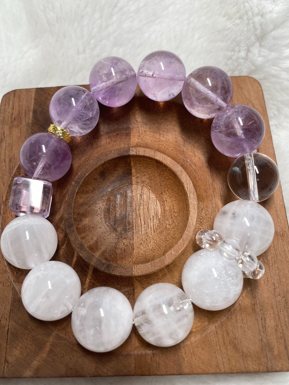 Natural Crystal Bracelet White Phantom Lavender Amethyst
