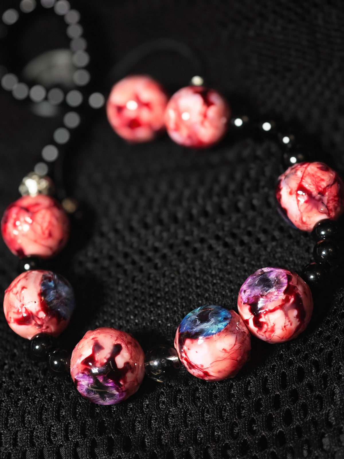 Cthulhu Obsidian Eye Bead Bracelet