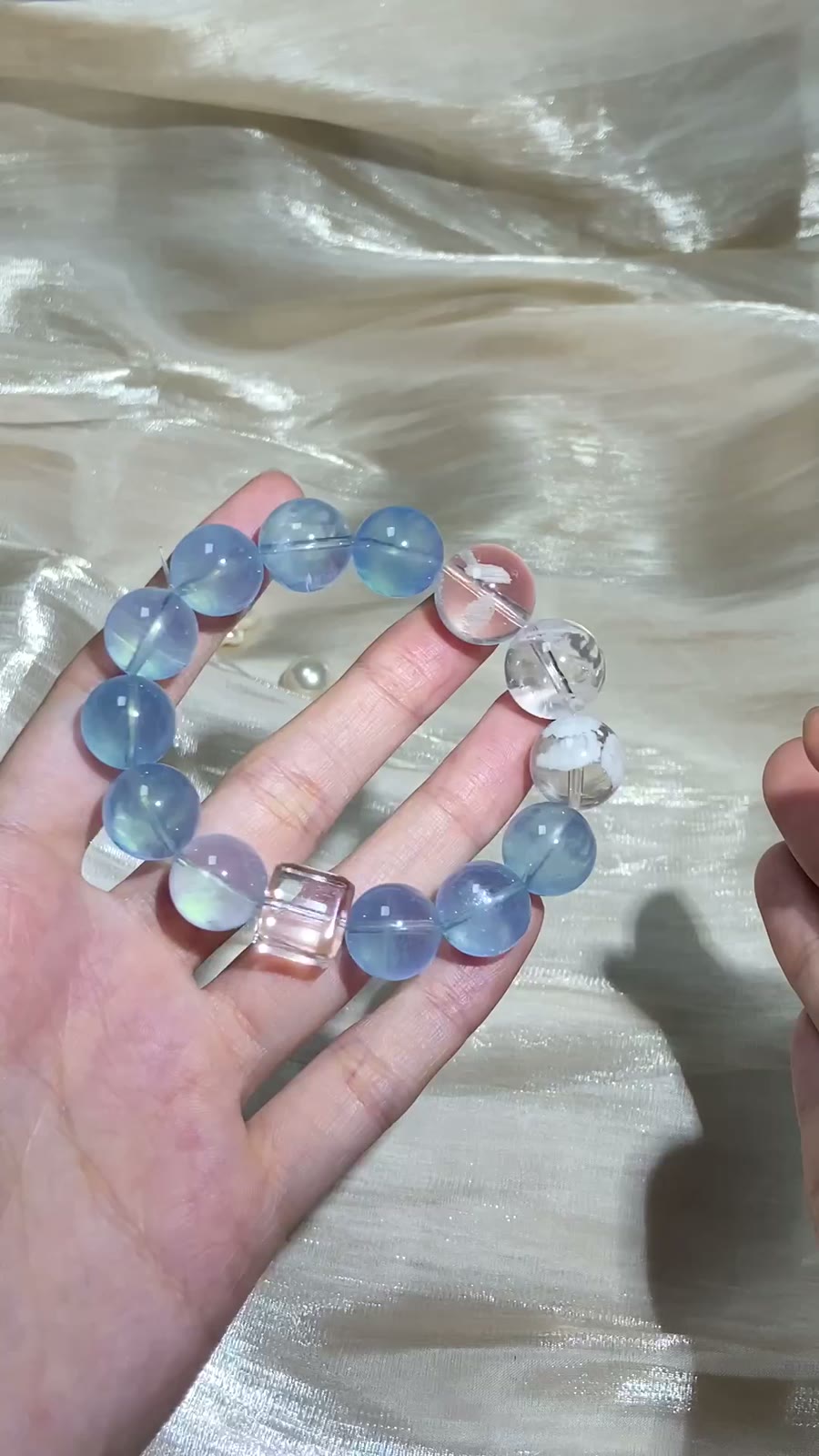 Natural Aquamarine Crystal Bracelet 13-15mm