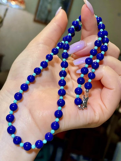 Lapis Lazuli and Turquoise Beaded Necklace, 46cm