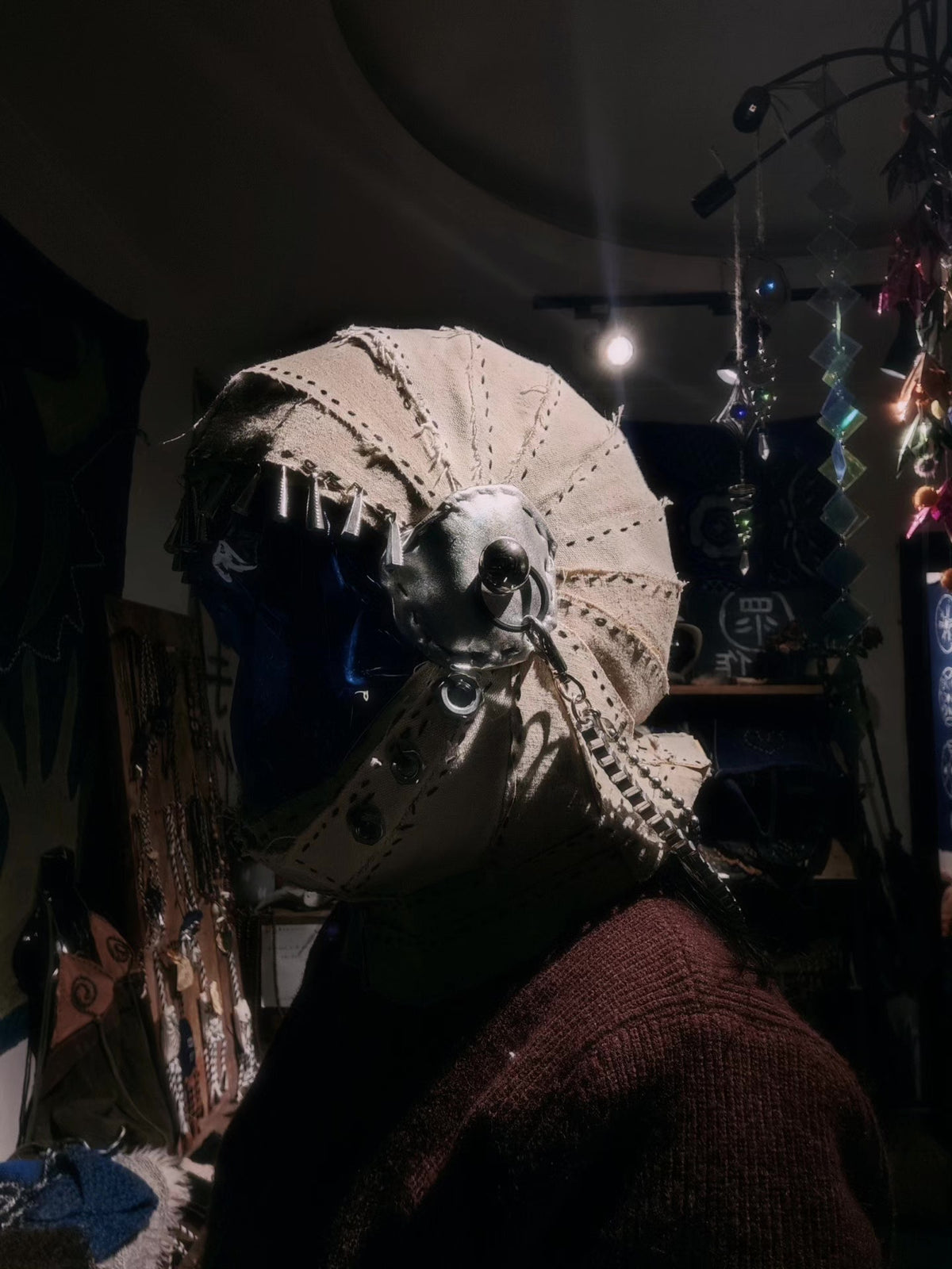 Handcrafted Alien Helmet with Blue Visor