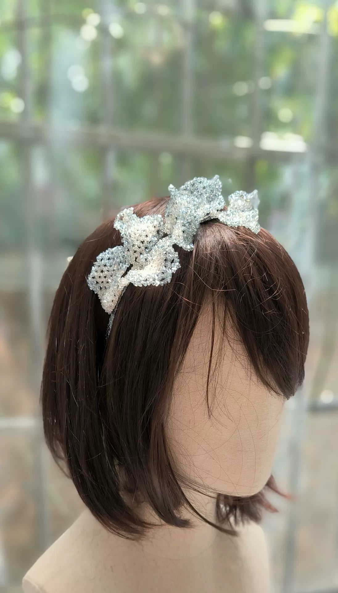 Bandeau Papillon Cristalin Bleu Argent