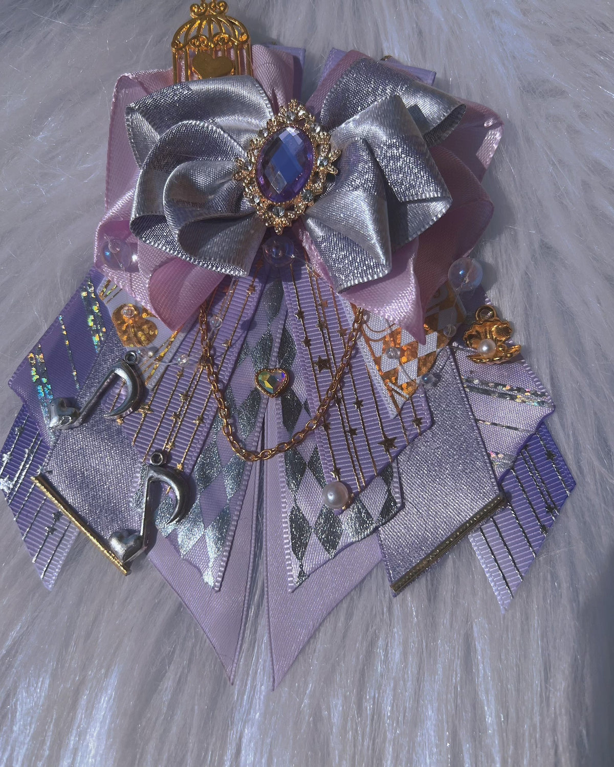 Purple Support Stick Bow Ornate Accessory