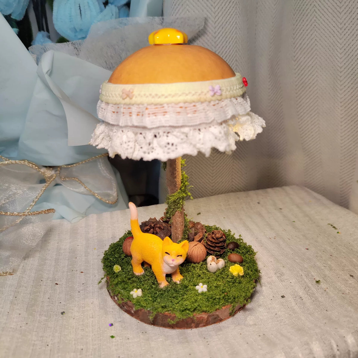 手作り 瓢タン キャットナイトランプ