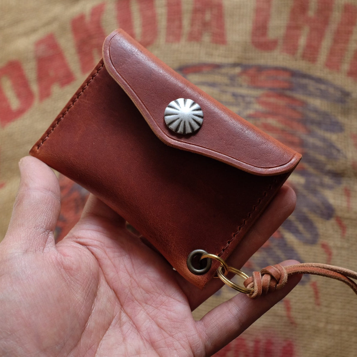 Leather Card Holder and Coin Pouch with Keyring