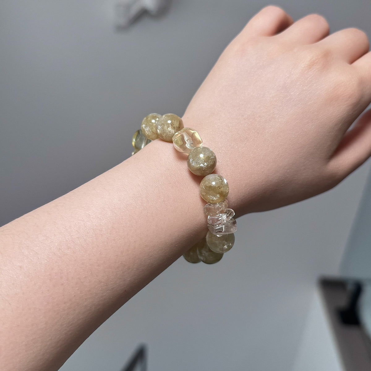 イエロークォーツ クリスタル ビーズブレスレット 13mm