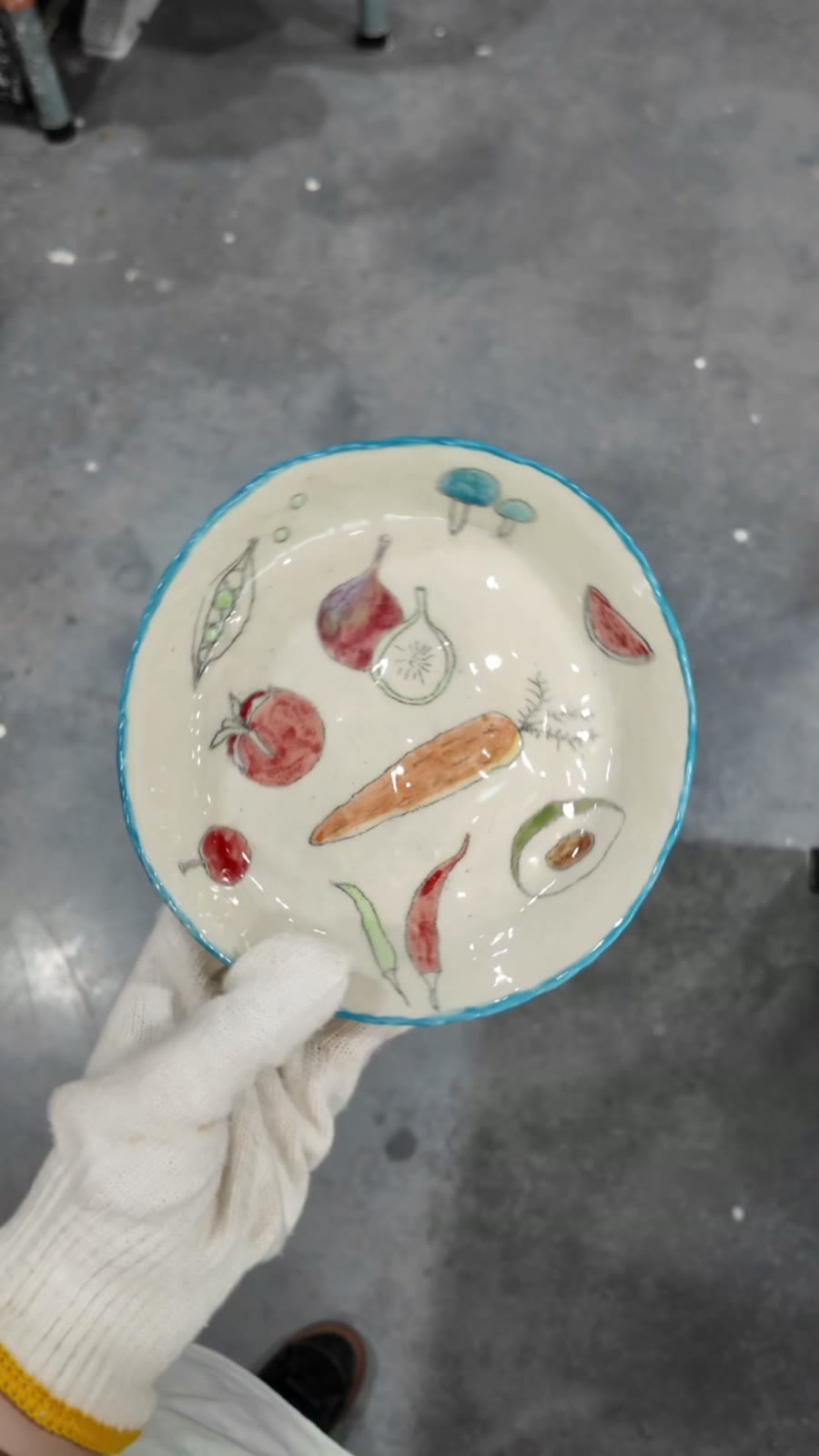 Handcrafted Ceramic Fruit Plate with Hand-Painted Produce