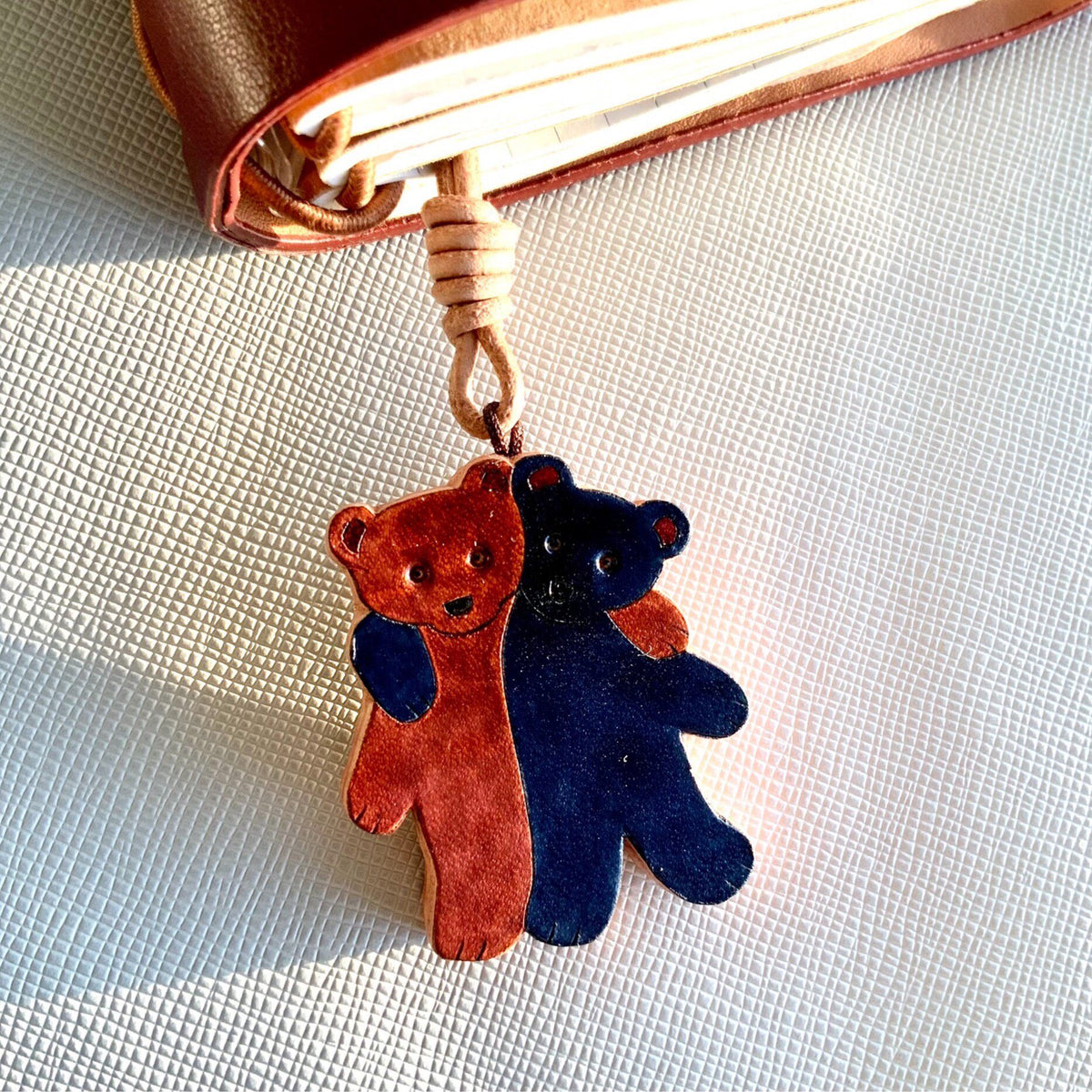 Handpainted Leather Charm Keychain Pendant
