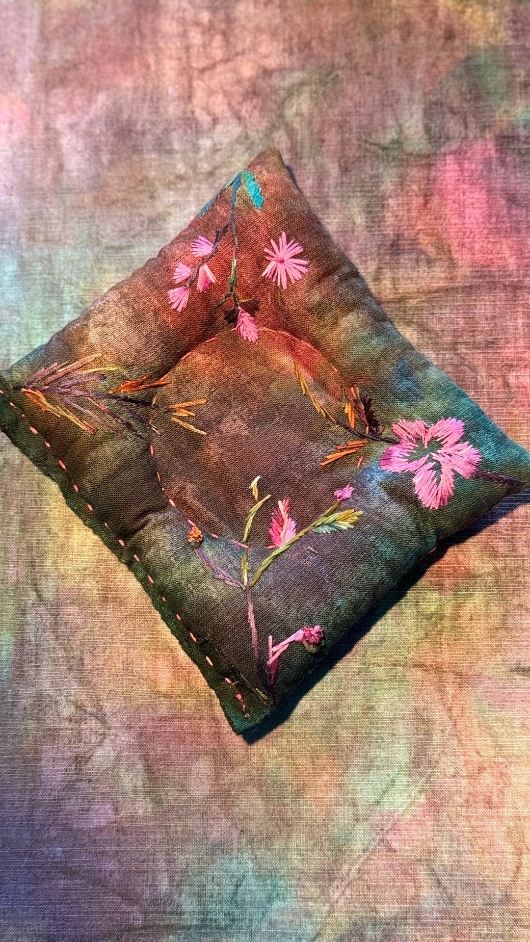 Handwoven Plant Dyed Embroidered Coaster