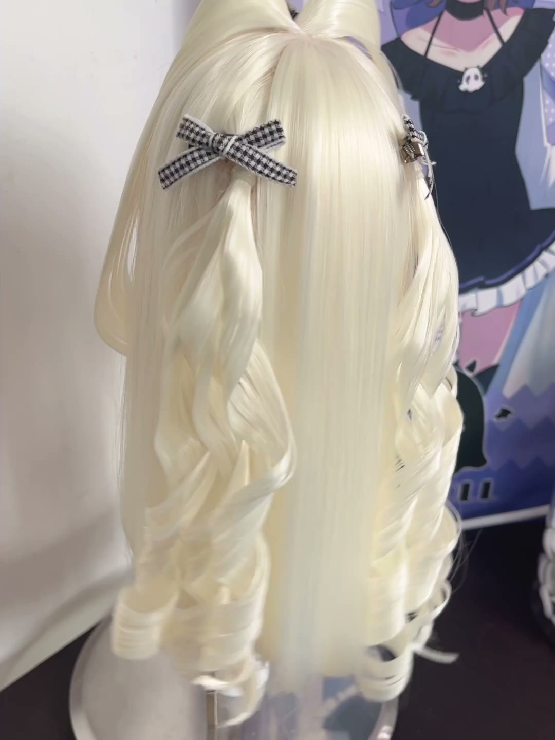 Platinum Blonde Doll Wig with Curled Ends