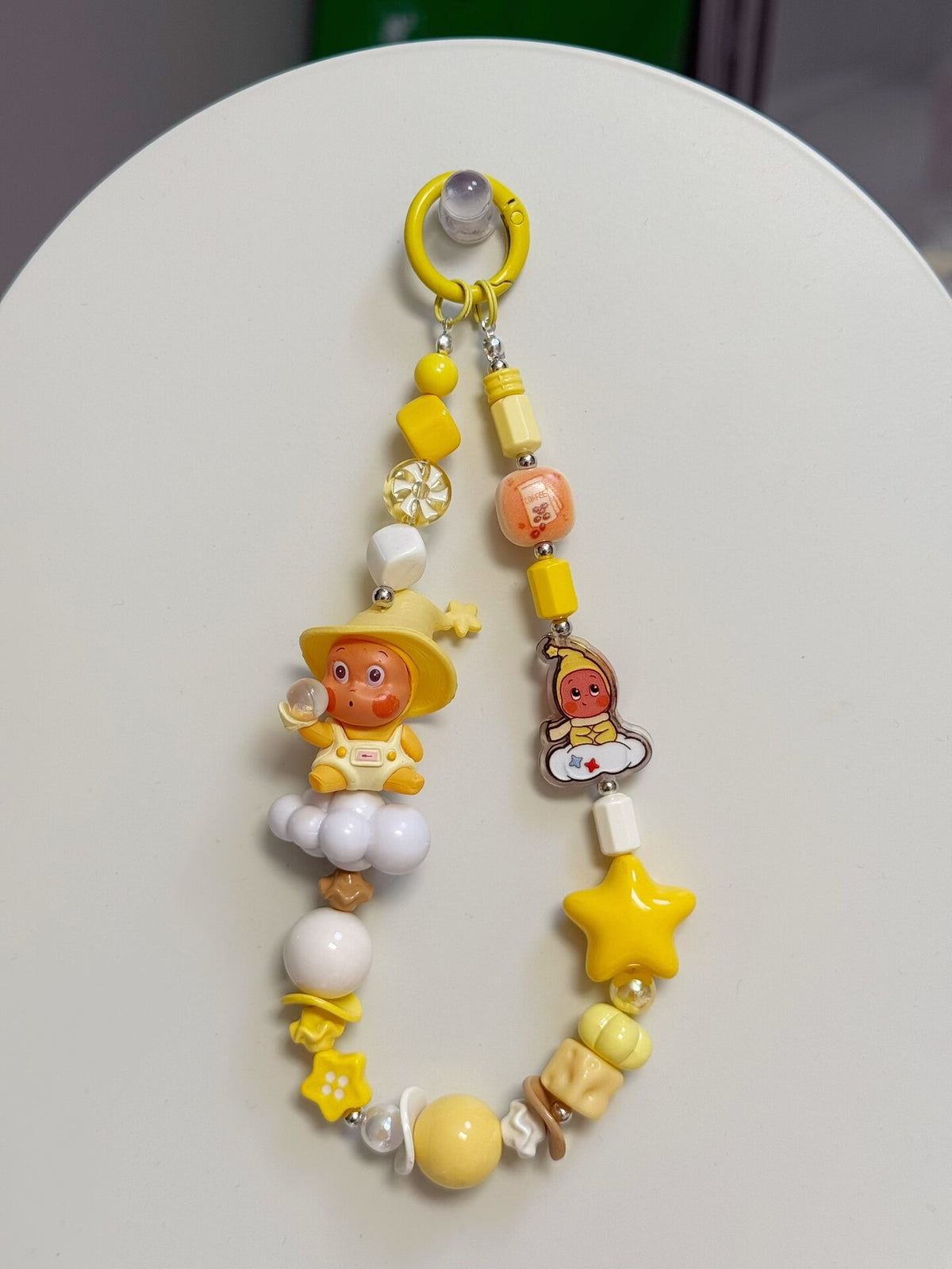Yellow Character Cloud Beaded Phone Strap Keychain