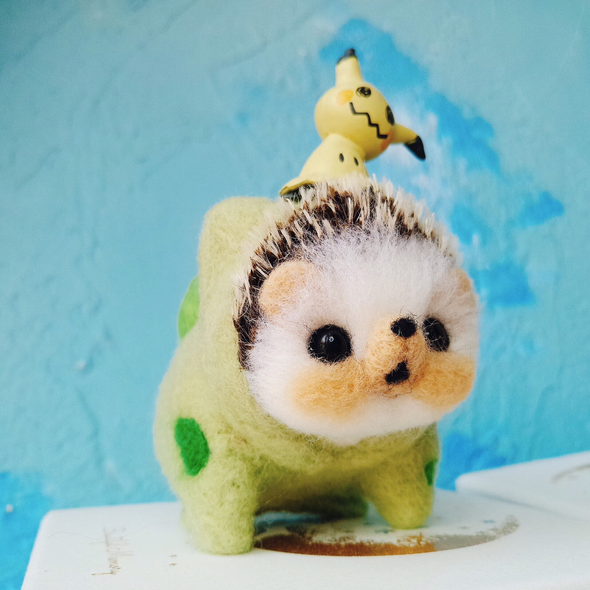 Needle Felted Hedgehog Bulbasaur Figurine 7cm
