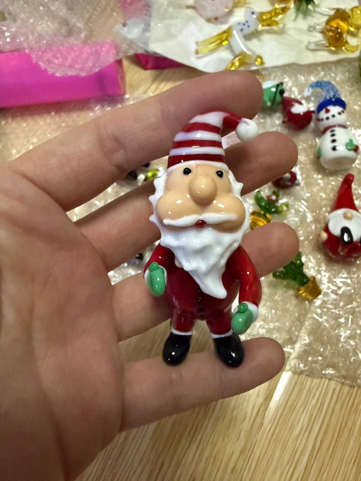 Handmade Glass Santa Claus Figurine