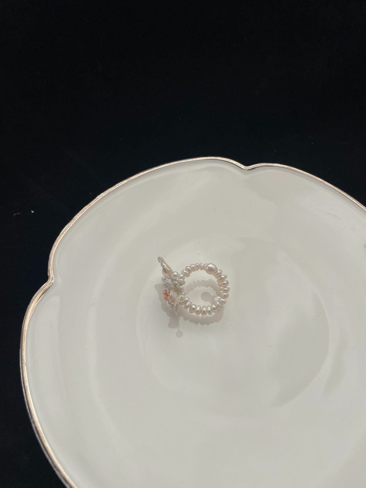 Natural Pearl Butterfly Flower Ring