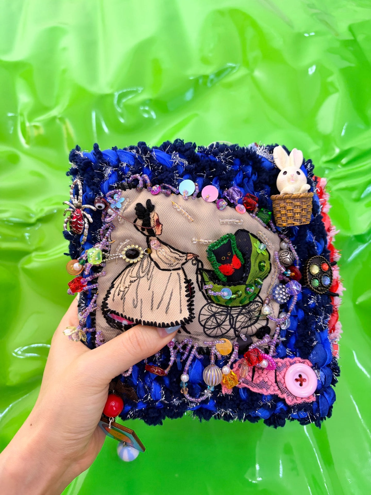 Handmade Yarn Journal Dark Gothic Cat Notebook
