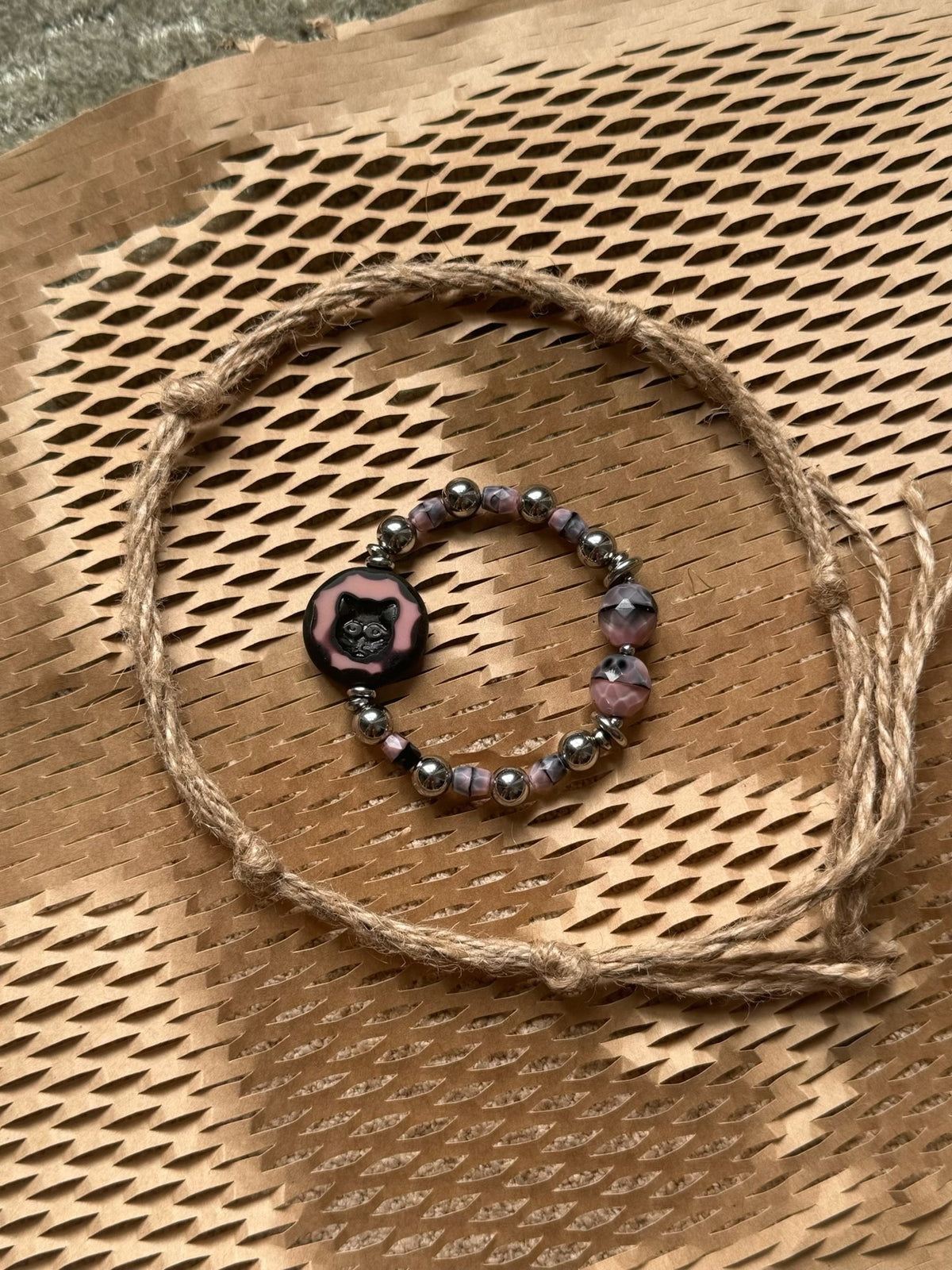 Black Cat Beaded Stretch Bracelet