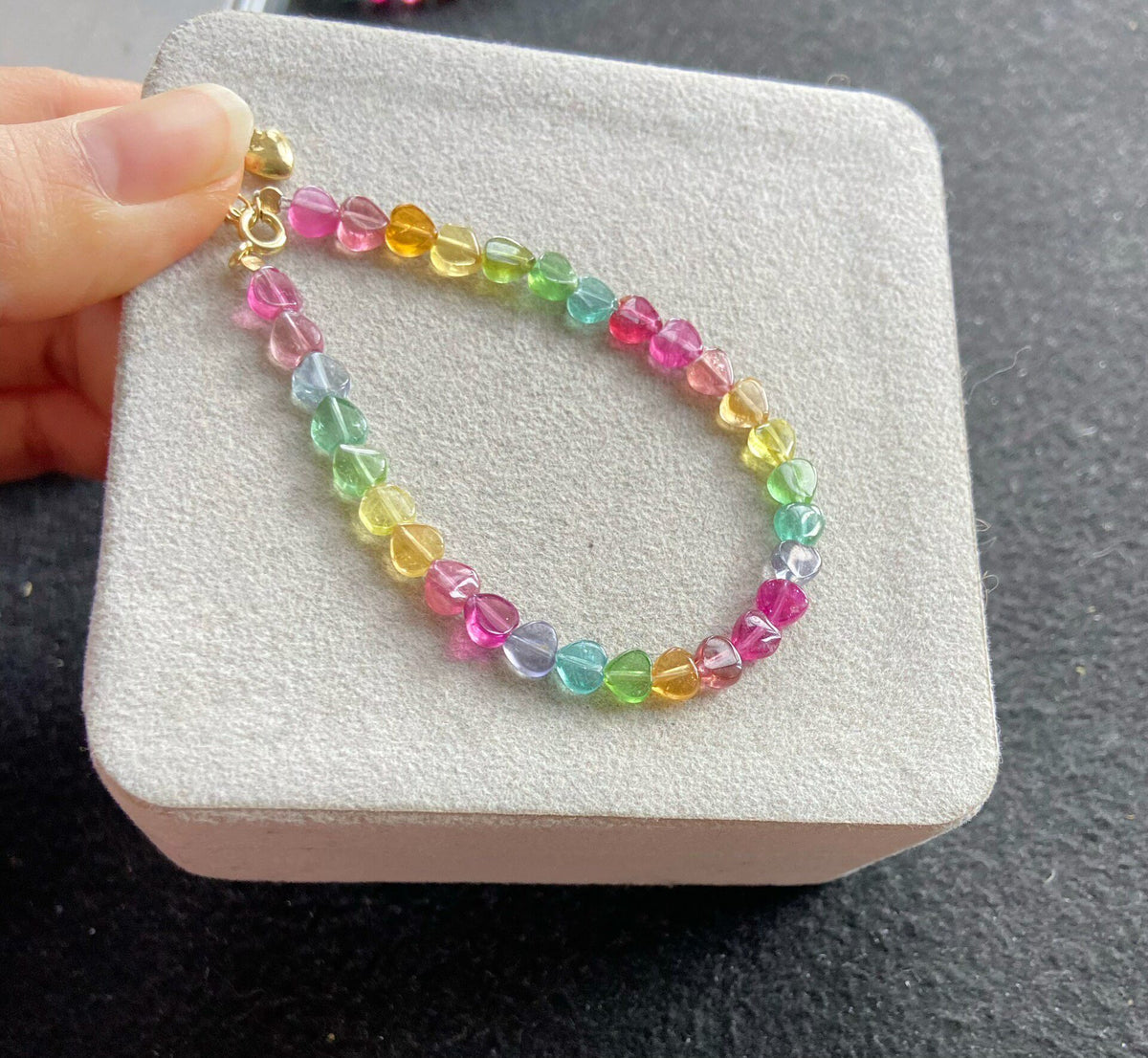 Tourmaline Heart Bead Bracelet Multicolor