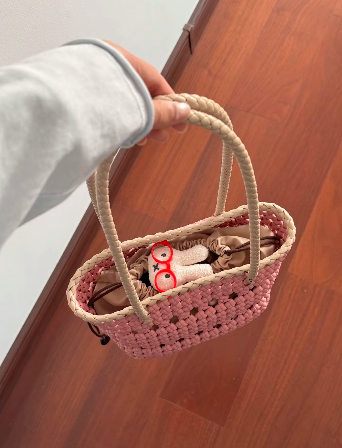 Sakura Pink Handwoven Macrame Tote Bag