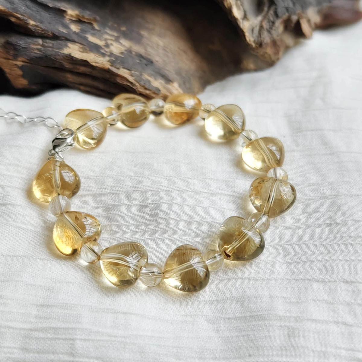 Citrin-Herzperlenarmband 12,5mm