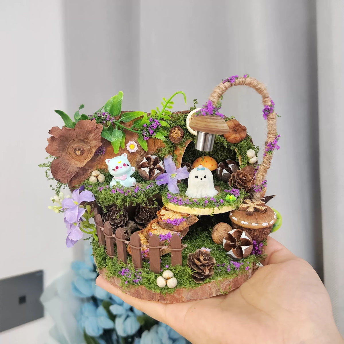 ハンドメイド 種子ジオラマハウス 13cm