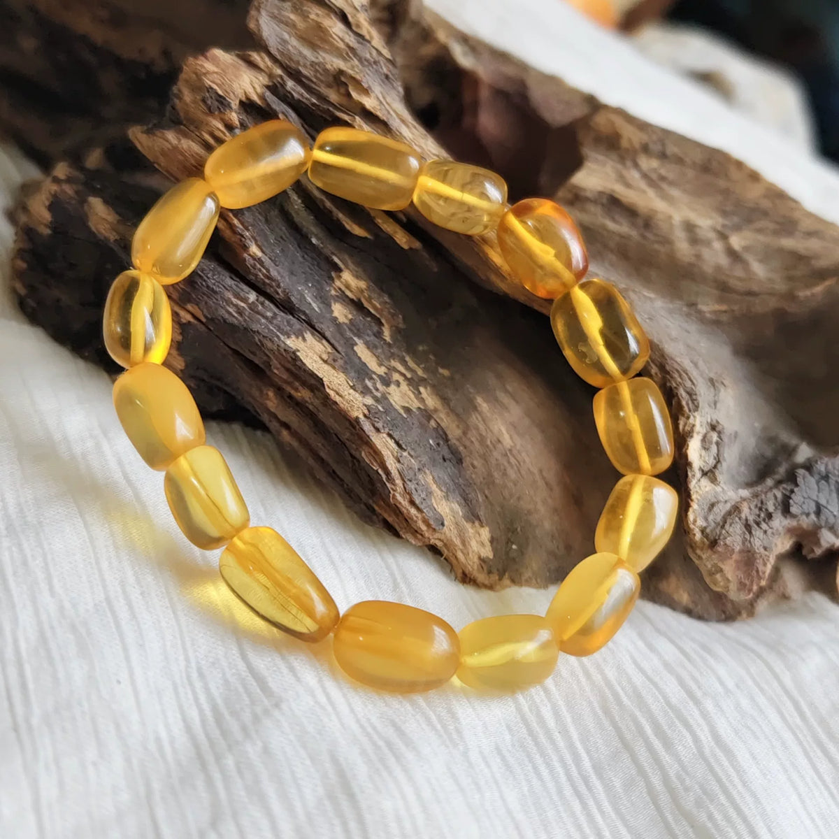 Natural Amber Honey Wax Irregular Bracelet 10.23g