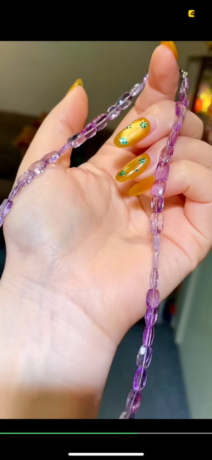 Faceted Amethyst Necklace, 7-8mm Beads, 43.5cm Length