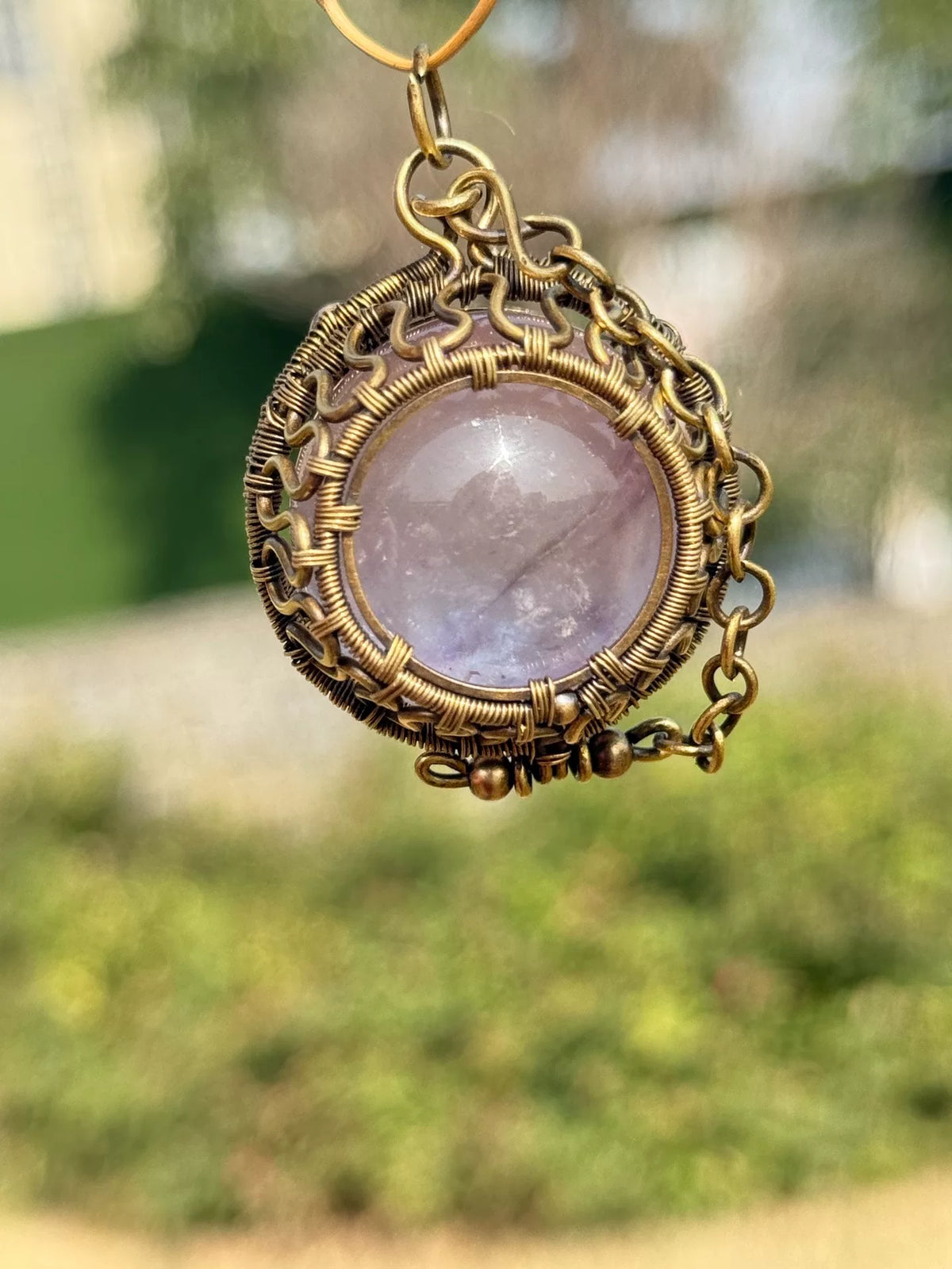 Wire Wrapped Brass Cage Pendant for Bead