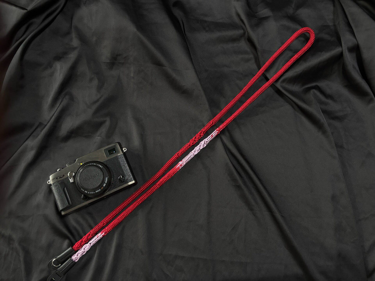 Braided Silk Camera Strap Red Lavender