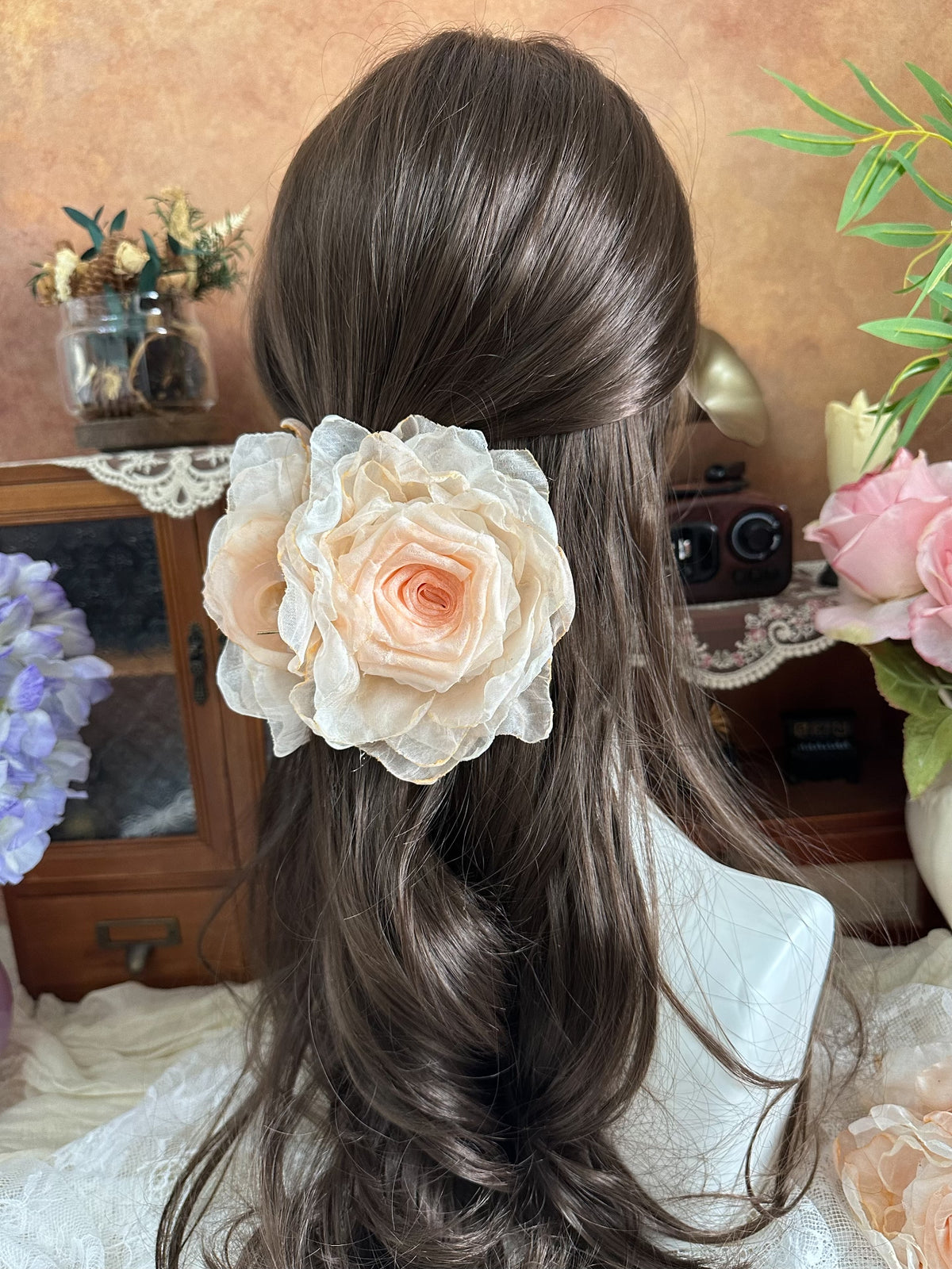 Handcrafted Fabric Rose Hair Claw Clip